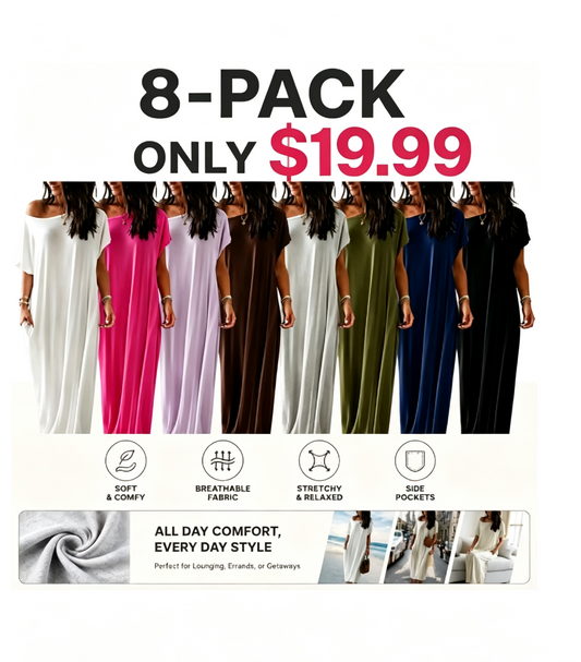 Women's Basic Solid Color Batwing Sleeve Loungewear Dress