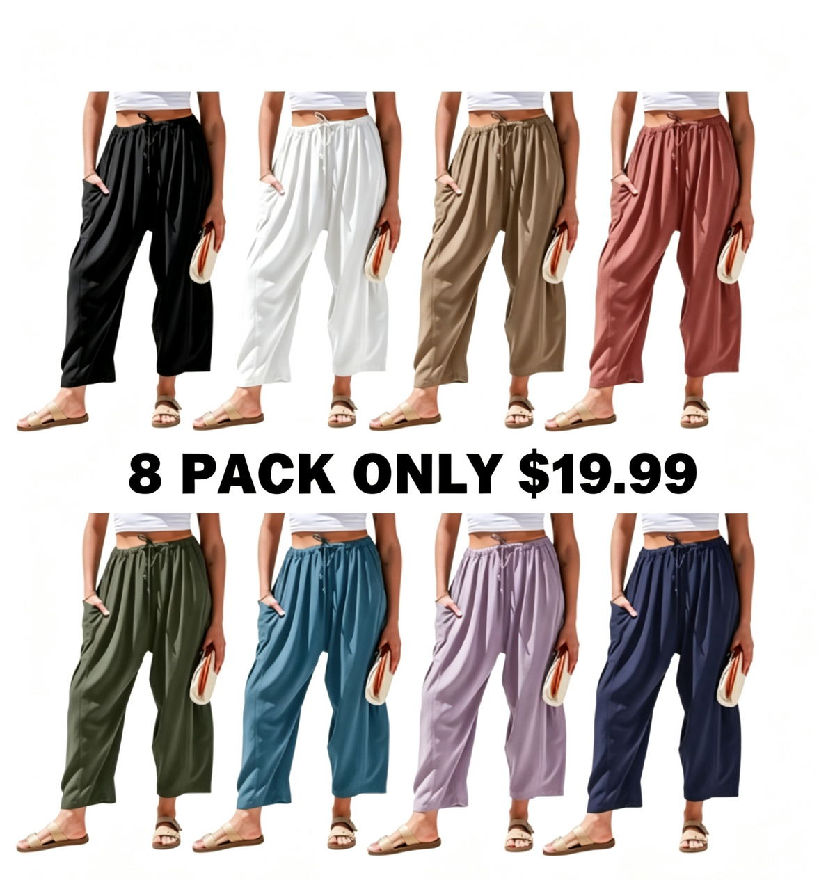Women's Linen Blend Wide Leg Pants