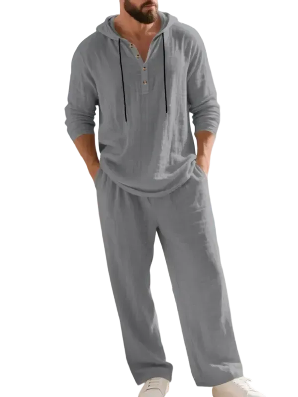 ⚡24.99-HOUR FLASH SALE 🔥Linen Men's Hooded Casual Loose Top & Pants 2-Piece Set