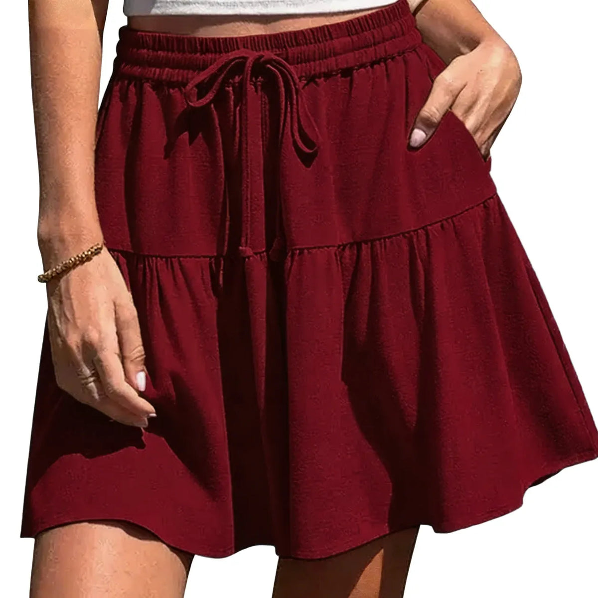 Women's Linen Blend Wide Leg Flowy Culotte Shorts Drawstring Loose Fit Summer Casual Lightweight Comfy Vacation Wear