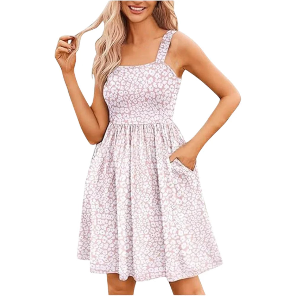 Women's Floral Square Neck Sleeveless Casual Dress with PocketsDresses Sundress🌸