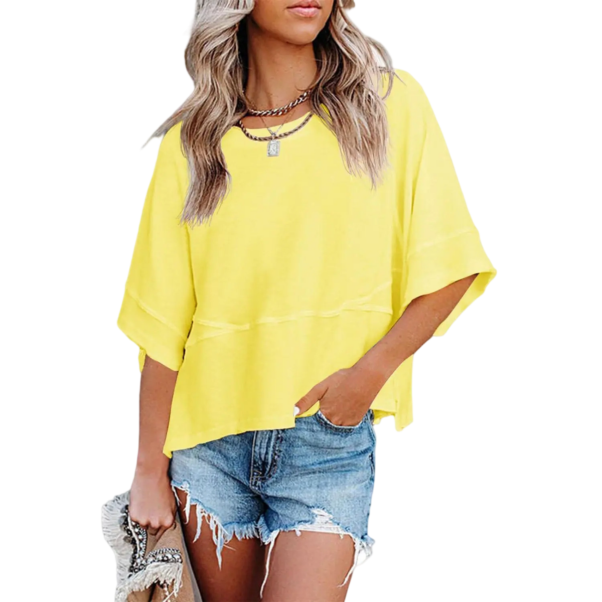 🌸Women's Crewneck Batwing Half Sleeve Top