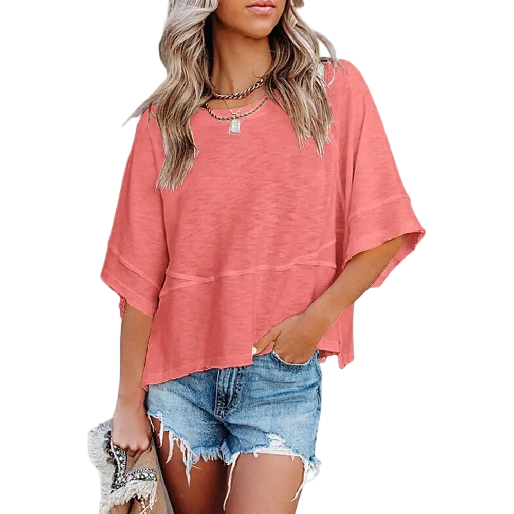 🌸Women's Crewneck Batwing Half Sleeve Top