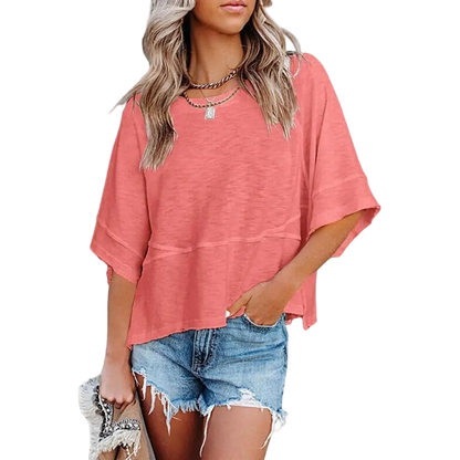 🌸Women's Crewneck Batwing Half Sleeve Top