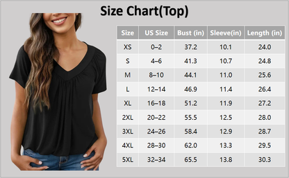 Women's Short Sleeve V Neck Tops Tshirts