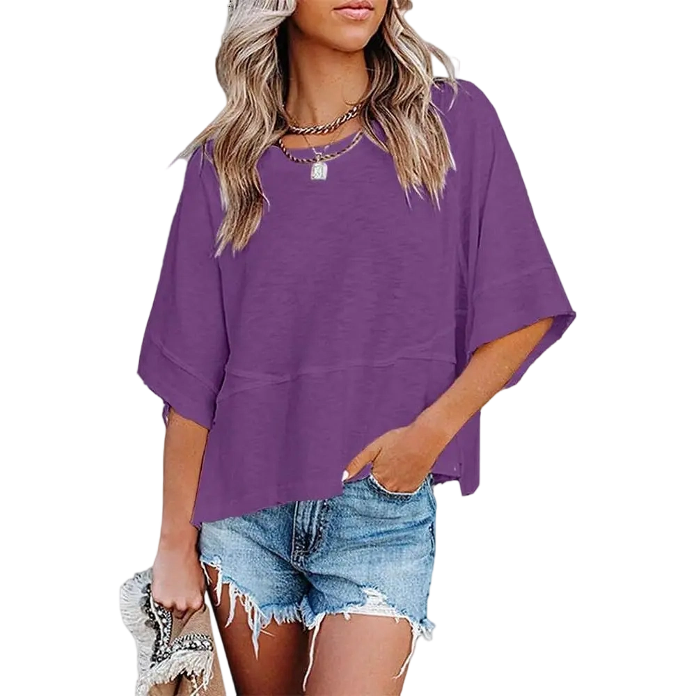 🌸Women's Crewneck Batwing Half Sleeve Top