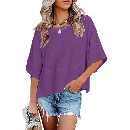 🌸Women's Crewneck Batwing Half Sleeve Top