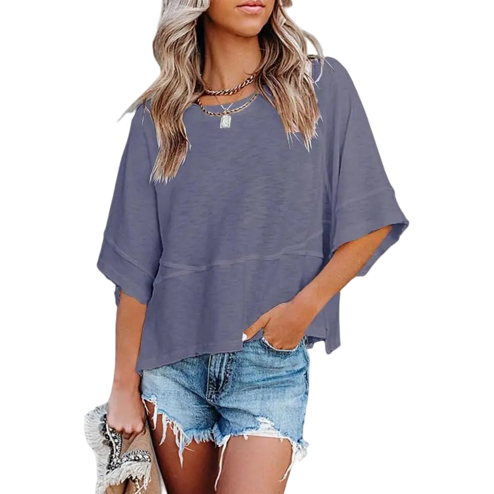 🌸Women's Crewneck Batwing Half Sleeve Top