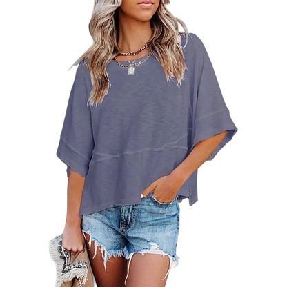 🌸Women's Crewneck Batwing Half Sleeve Top