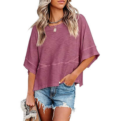 🌸Women's Crewneck Batwing Half Sleeve Top