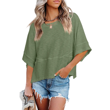 🌸Women's Crewneck Batwing Half Sleeve Top