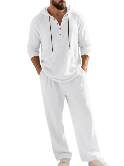 ⚡24.99-HOUR FLASH SALE 🔥Linen Men's Hooded Casual Loose Top & Pants 2-Piece Set